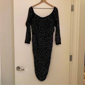 Ruched rhinestone dress